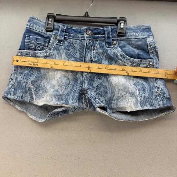 Rock Revival Short Women's 26x3 Light Blue Lace Print Lydia Easy Short Western - Picture 11 of 14